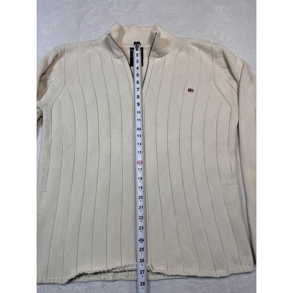 Polo Jeans Ralph Lauren Vintage 1/4 Zip Ribbed Knit Sweater Cotton XL Cream - Picture 6 of 12